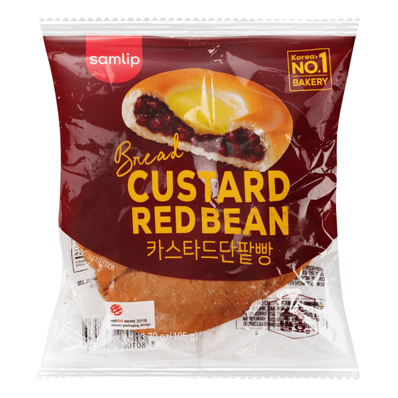 weee_bakery_Samlip Custard Red Bean Bread, Frozen 104 g