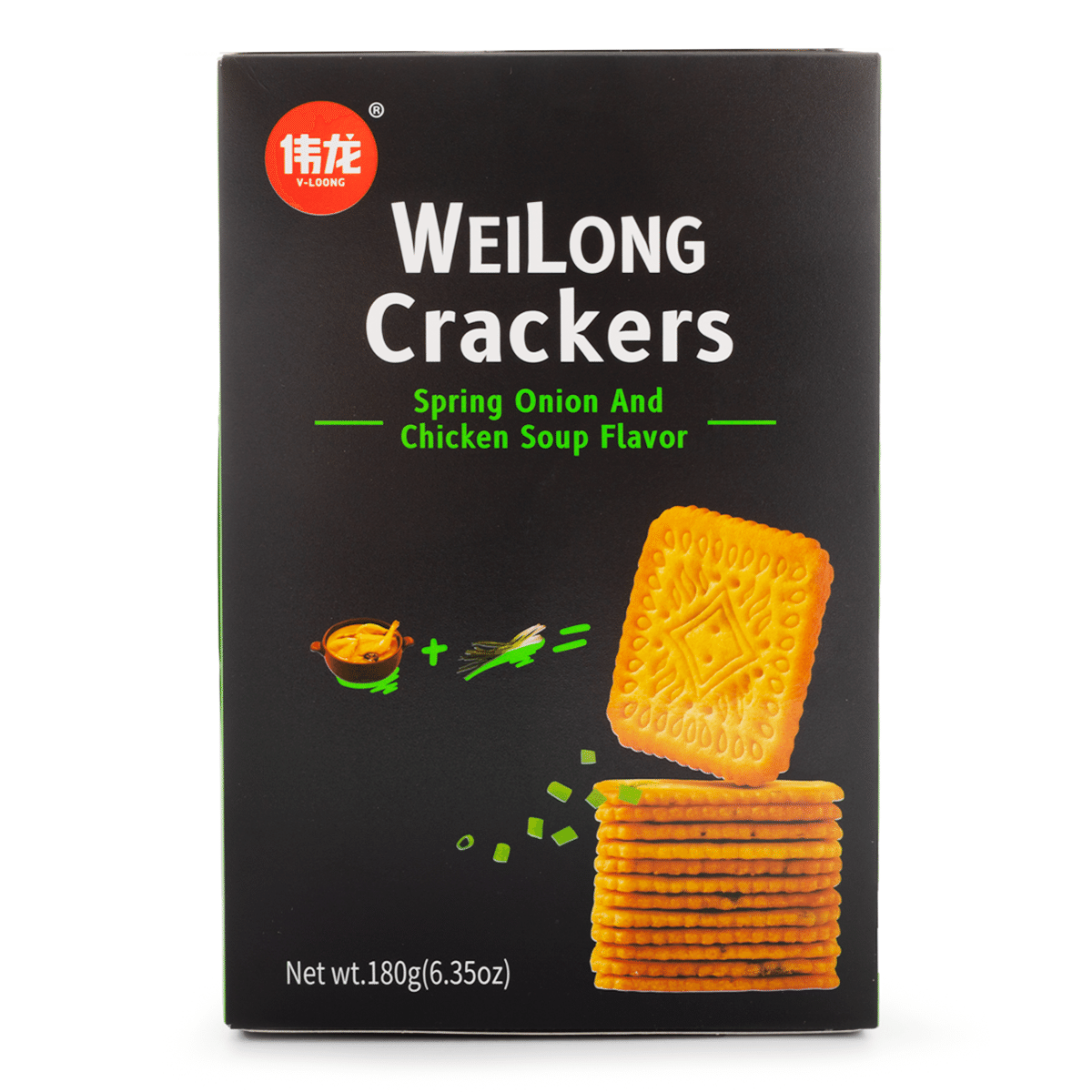 Weilong 치킨스프 쪽파맛 크래커 180 그램