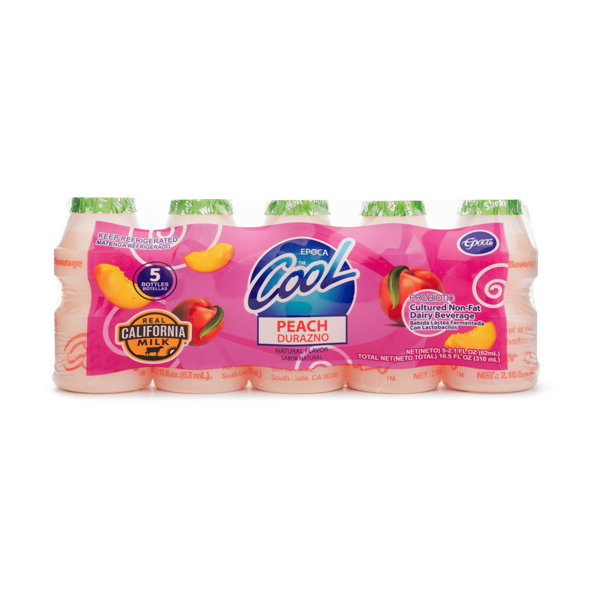 EPOCA Cool Peach Non-Fat Probiotic Yogurt Drink 2.1 fl.oz*5 bottle