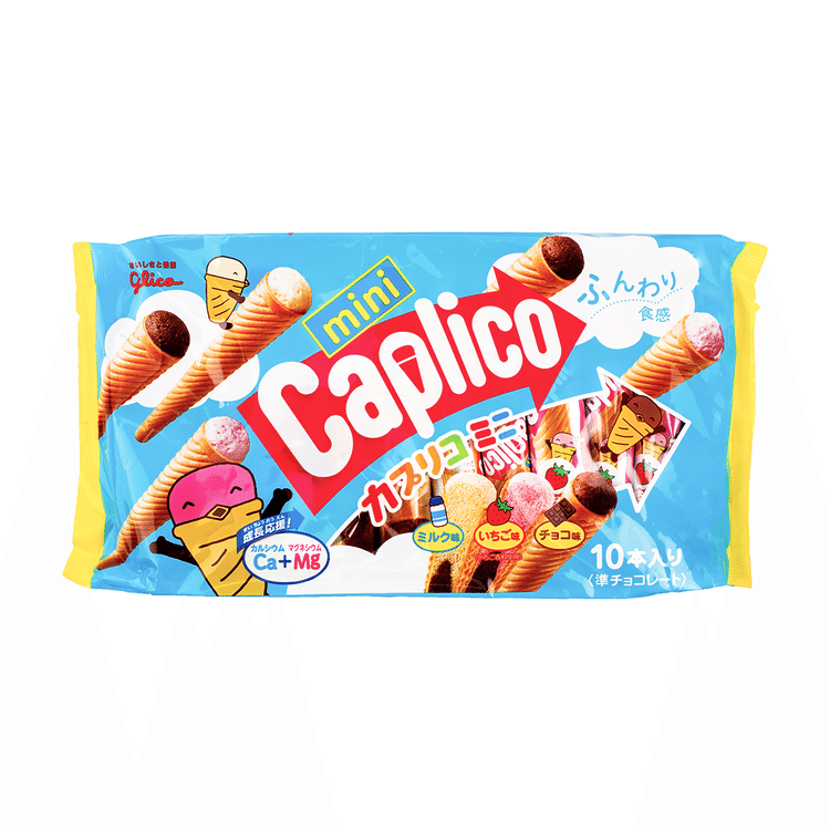 Glico カプリコ ミニ ミルク,ストロベリー,チョコレート味 82.5 グラム