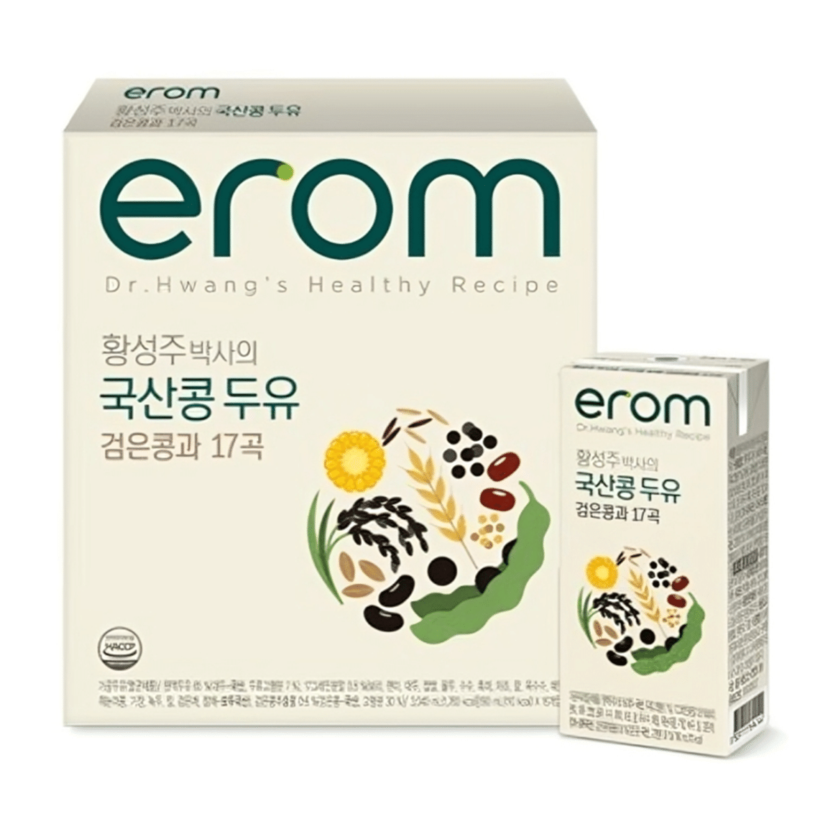 Erom นมถั่วเหลืองถั่วดำและธัญพืช 17 ชนิด 6.42 ออนซ์ของเหลว*16 แพ็ค