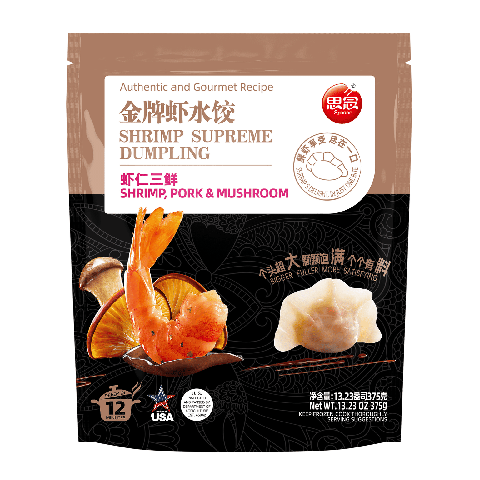 思念 金牌虾 虾仁三鲜水饺 冷冻 375 克