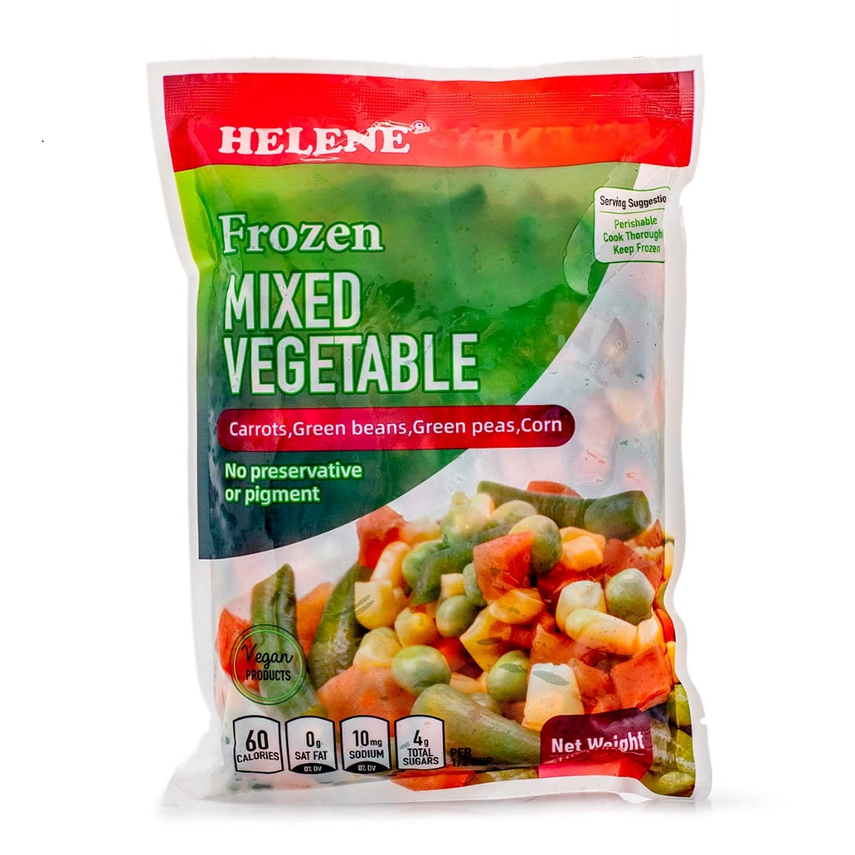 Verduras Mixtas (Zanahoria, Judías Verdes, Guisantes, Maíz) Helene, Congeladas 1 lb