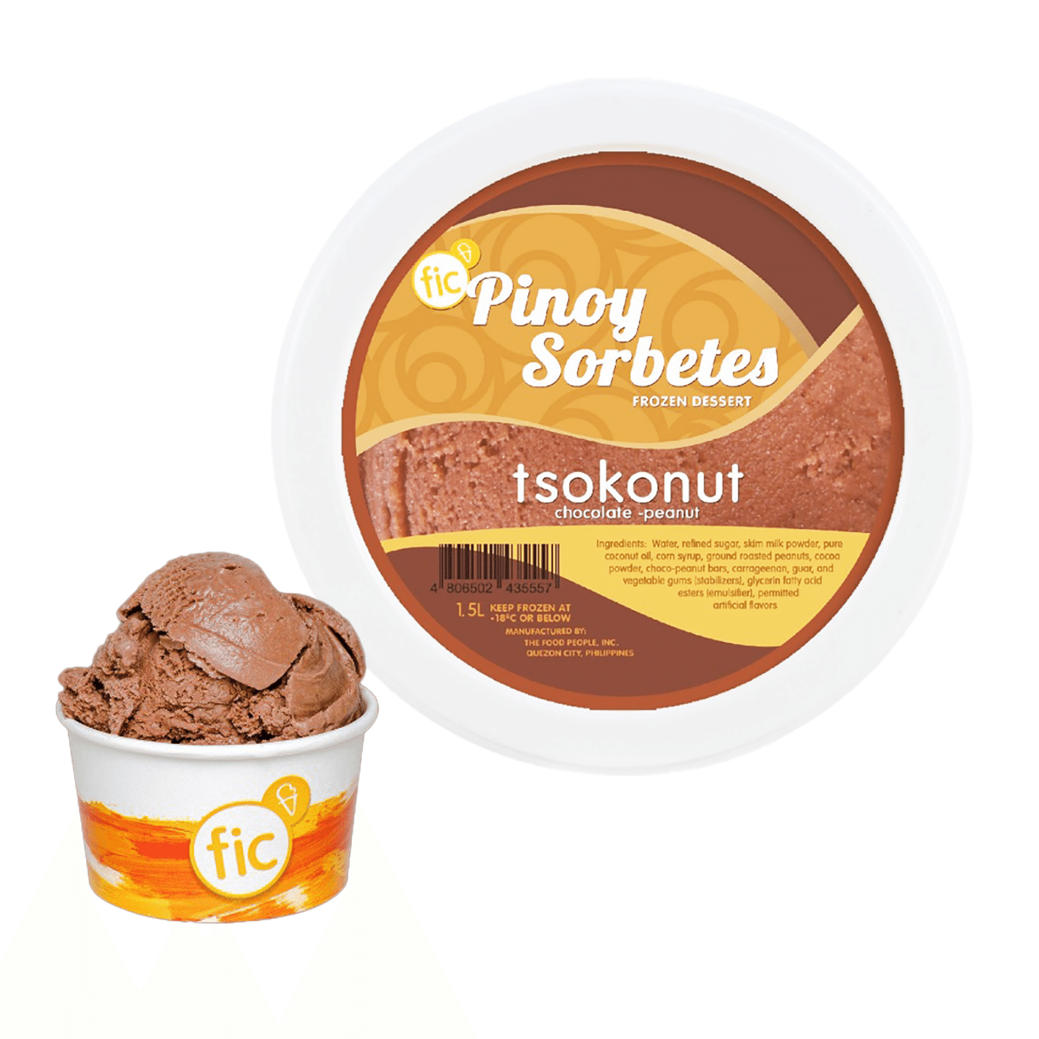 FIC Pinoy Sorbetes Tsokonut Ice Cream, Chocolate and Peanut Flavor 33.8 oz