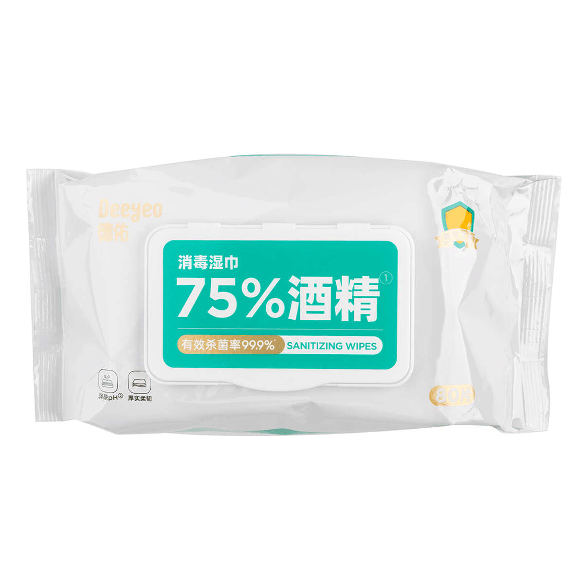 Deeyeo 75% alcohol wipes 80sheets 1 each