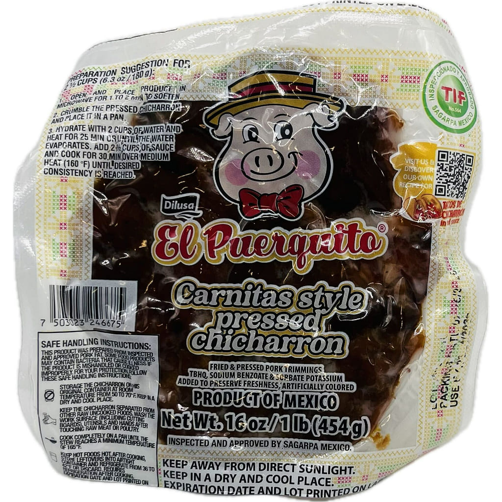 Dilusa El Puerquito ชิชาร์รอนเพรซาโด เด เซร์โด (หนังหมูกรอบอัดแผ่นจากหมู) 1 ปอนด์