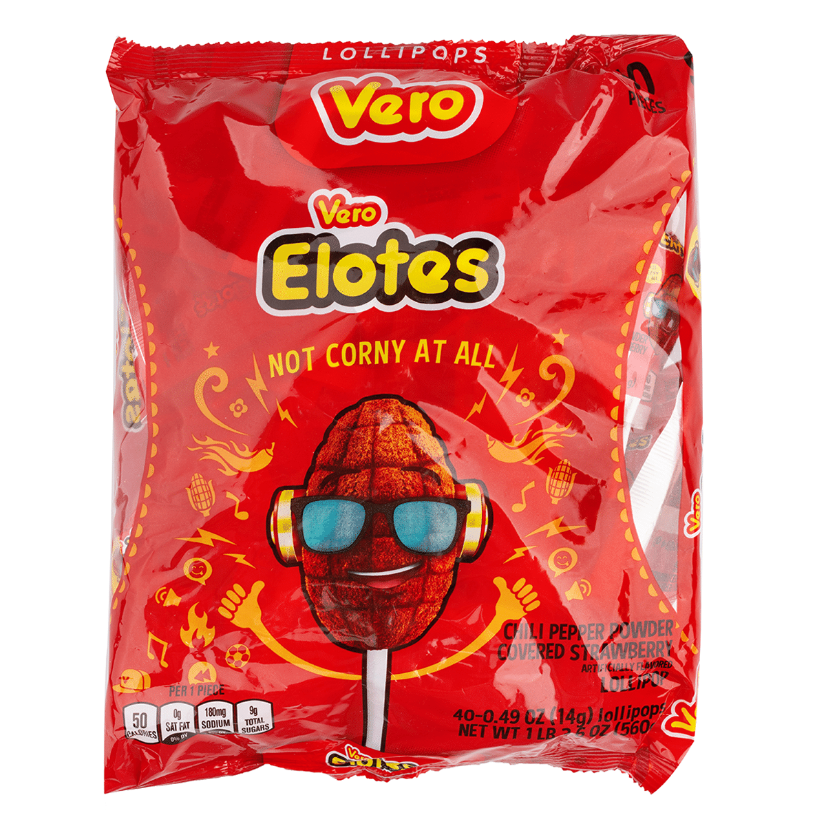 Vero Elotes Paletas de Dulce Sabor Fresa Cubierto en Chile 19.6 onza(s)