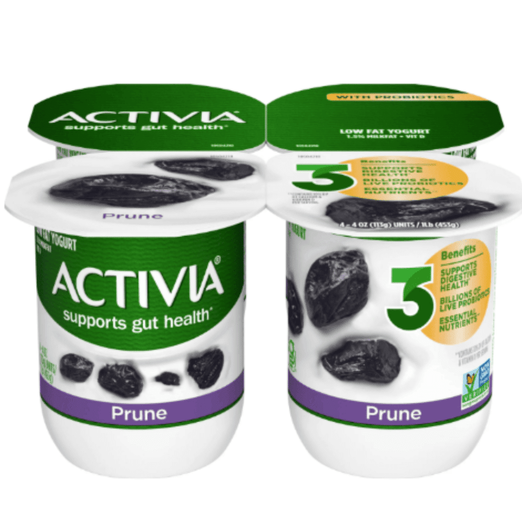 Activia Prune Probiotic Yogurt, Lowfat Yogurt Cups, 4 oz, 4 Count 16 onza(s)