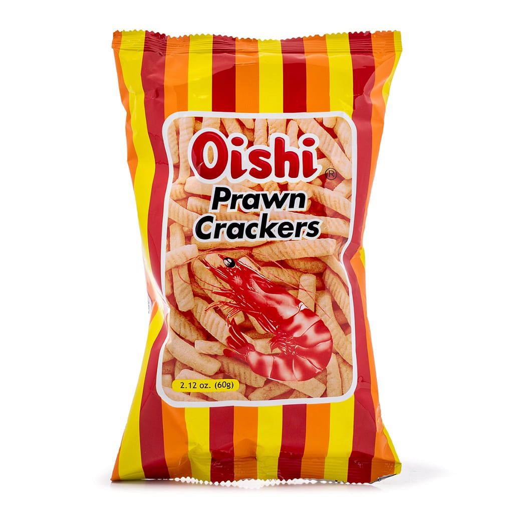 Oishiエビ入りの揚げせんべい 90 グラム