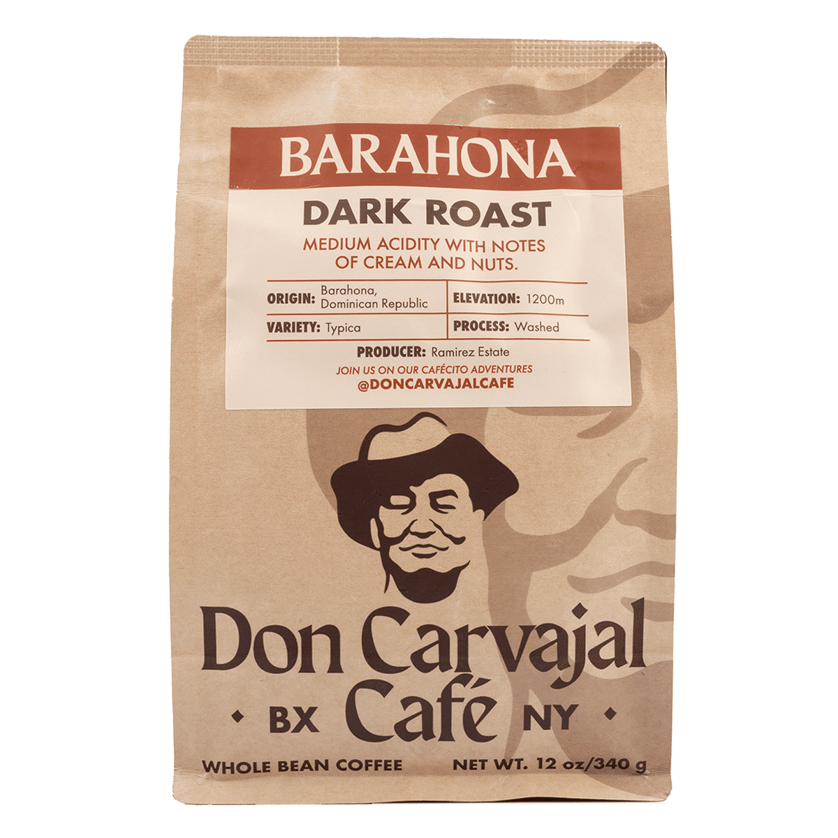 Don Carvajal Barahona เมล็ดกาแฟคั่วเข้ม 12 oz