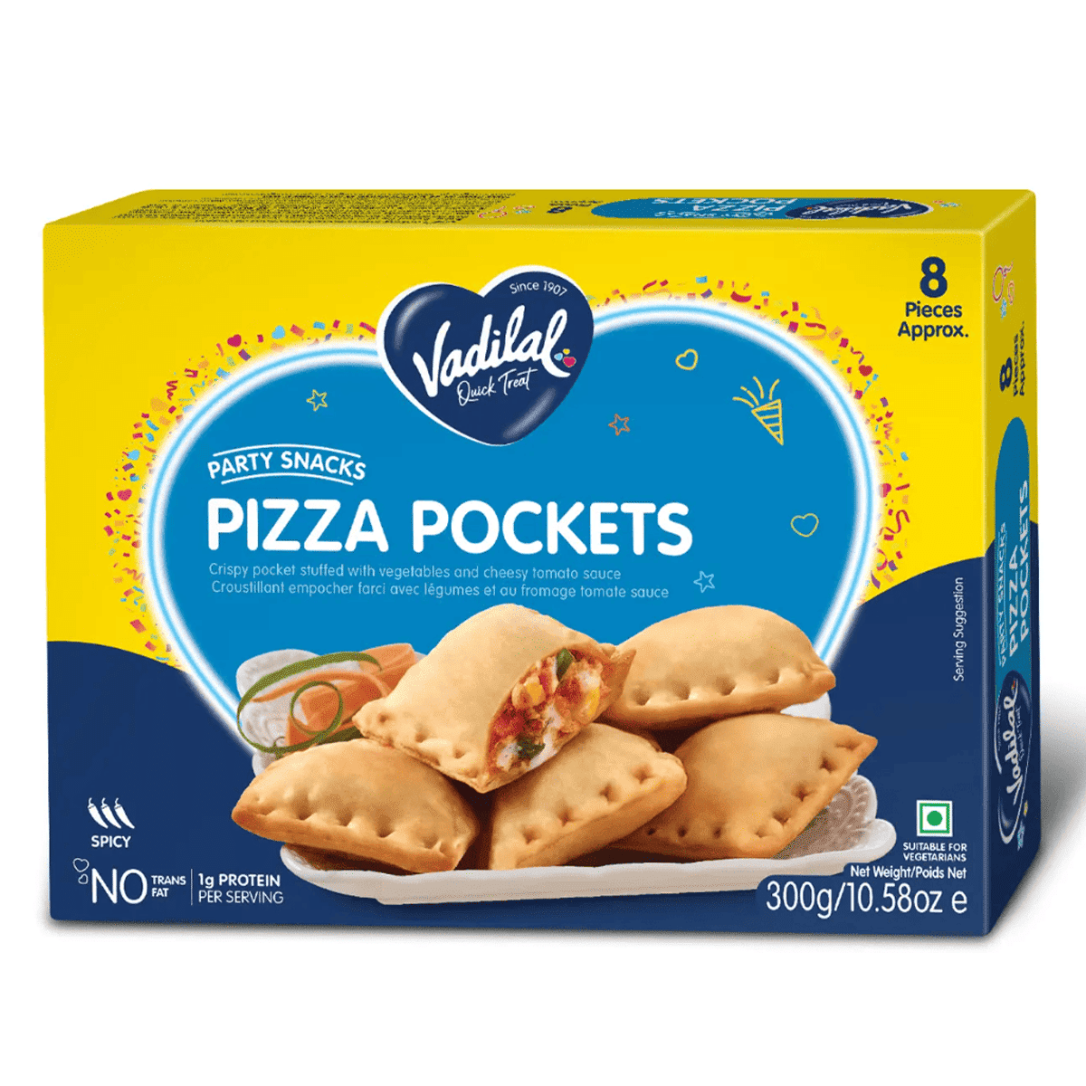 Vadilal 채소 치즈 토마토소스 포켓 피자 300 그램